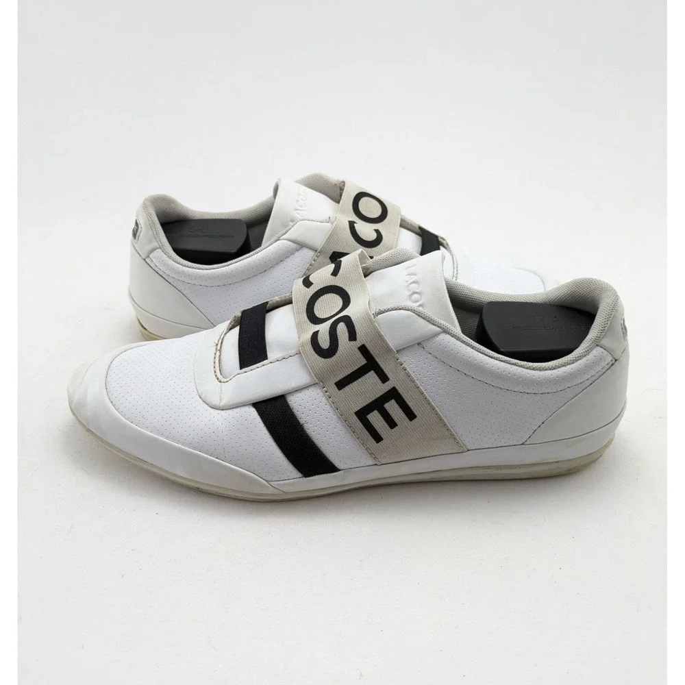 Mens Lacoste‎ Misano White Leather Elastic 3182 U Cam Strap Casual Shoes Size 10